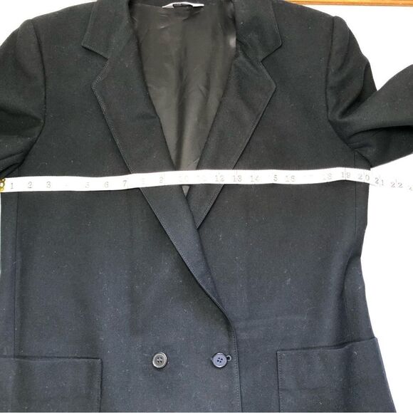 Talbots 100% Wool Made in USA Double Breasted Blazer Structured Size 10 Black - Picture 9 of 12